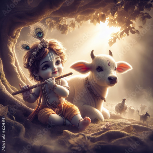 Little Cute Baby Krishna - Generative AI