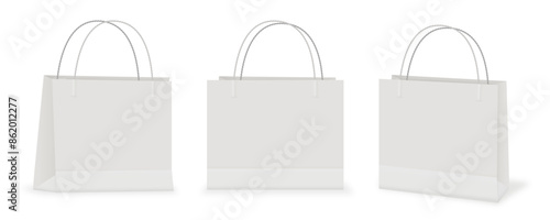 white  shopping paper bags with rope string lace