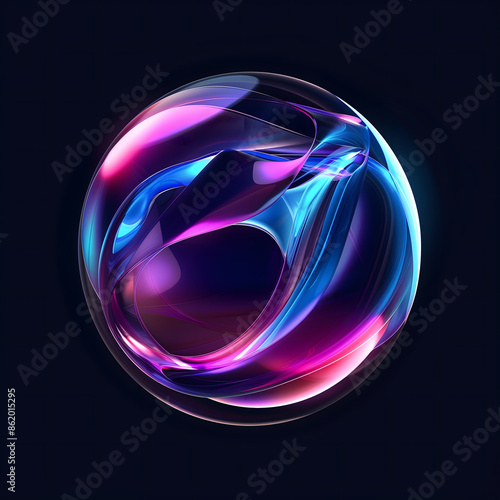Abstract Neon Sphere with Fluid Light Effects