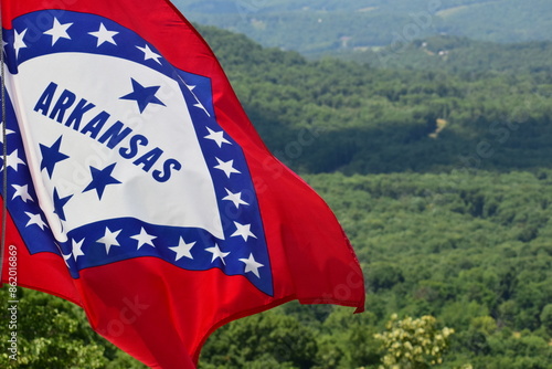 Arkansas flag. Arkansas flag waving in the wind.