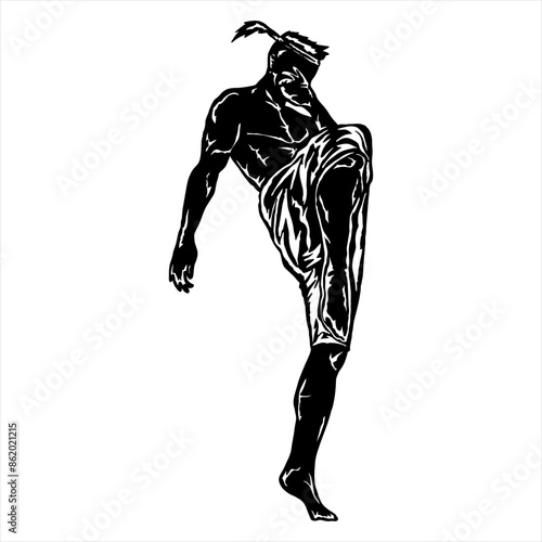 illustration vector kick boxing muay thai poster style	
