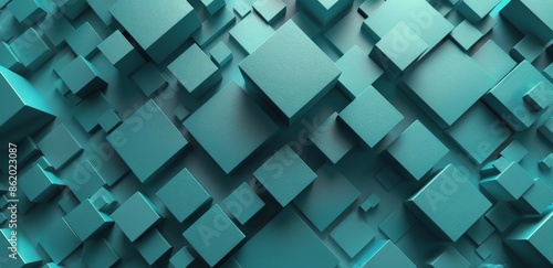 Abstract Green Cube Wall Pattern