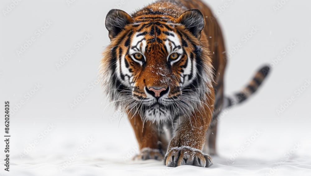 Obraz premium Siberian Tiger Walking Through Snow