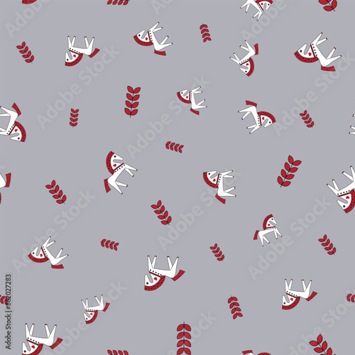 seamless repeat pattern with simple and cute white horses with red hair perfect for fabric, scrap booking, wallpaper, gift wrap projects
