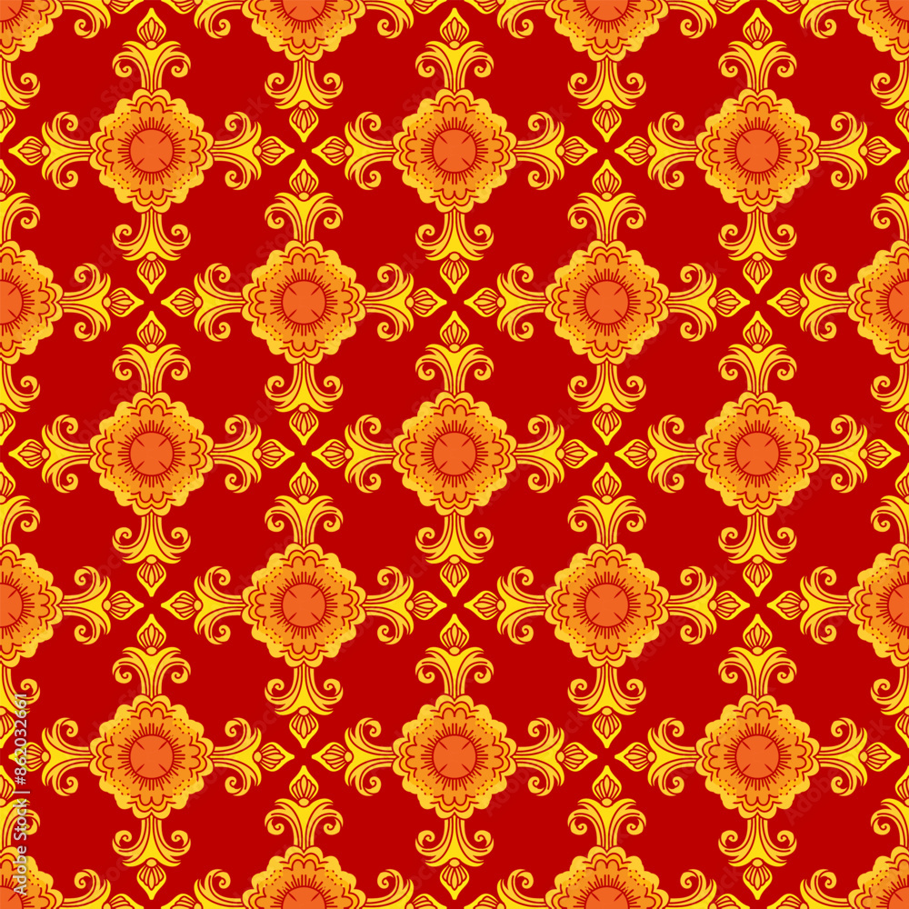 Abstract seamless pattern with decorative ornament red vector Abstract seamless pattern with decorative ornament red vector