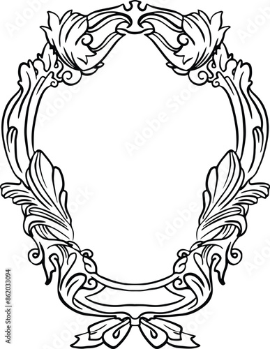 Baroque vintage wedding crest frame. Family wreath.