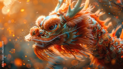 Chinese Dragon Dance Costume in Festive Setting