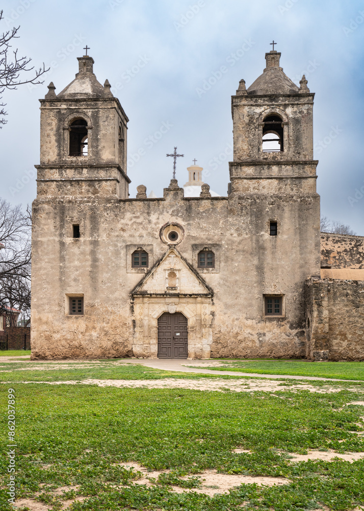 Exterior view of historic Mission Conception in San Antonio Texas Exterior view of historic Mission Conception in San Antonio Texas