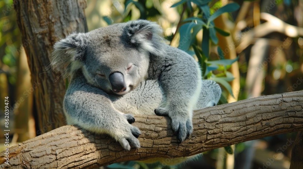 Obraz premium Sleeping Koala on a Branch