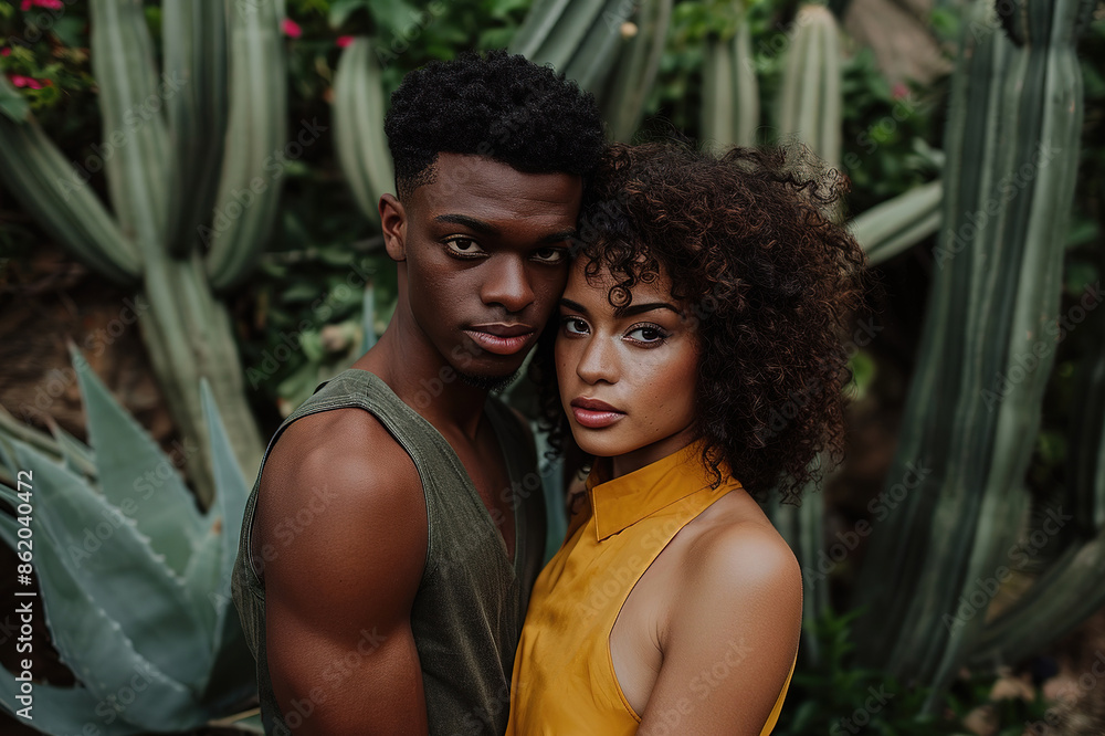 Young Couple Posing in a Nature Setting Young Couple Posing in a Nature Setting