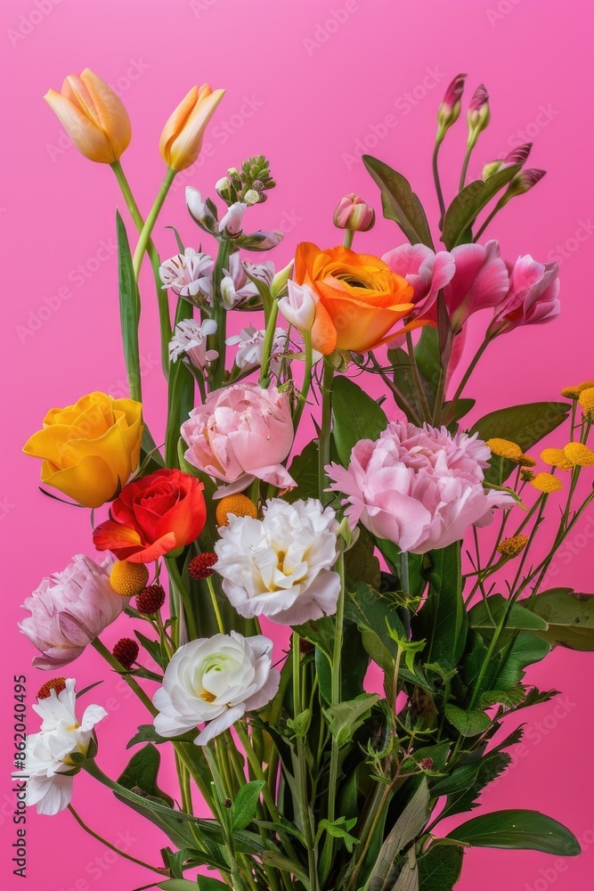 Obraz premium Vase with colorful flowers