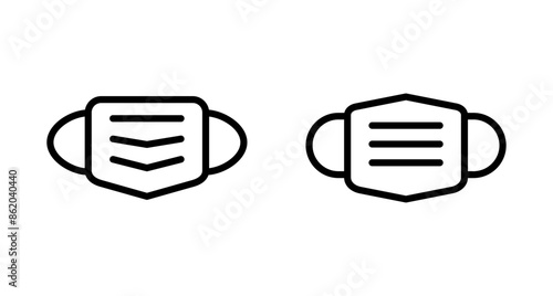 Mask icon vector isolated on white background. Man face with mask icon. Safety breathing masks. Industrial safety N95 mask. Medical mask vector icon.