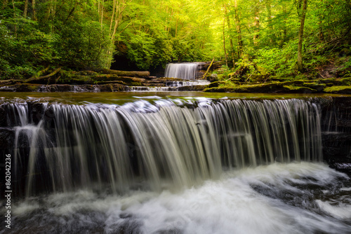 Scenic waterfall, spring foliage, appalachian mountains, virginia