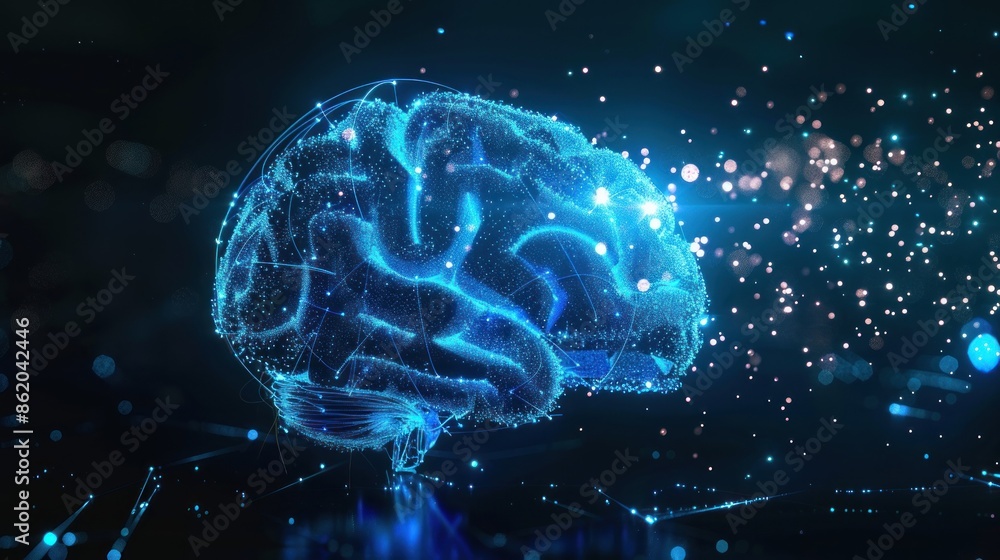 Digital Brain in Blue Hues Digital Brain in Blue Hues