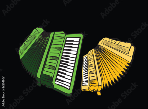 Accordion. Accordion illustration musical instrument vector