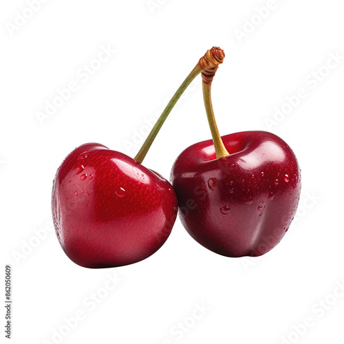 cherries on transparent background, clipping path, png 