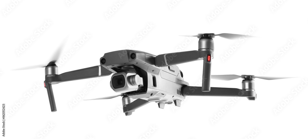 Naklejka premium Modern drone with camera isolated on white