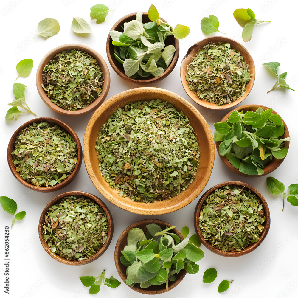 Top View of Finely Chopped Oregano Herbs Top View of Finely Chopped Oregano Herbs