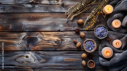 Beautiful spa composition on wooden background