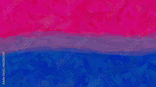 Vector Bisexual Pride Flag. Textured stylish illustration for Pride Month. Stylized background