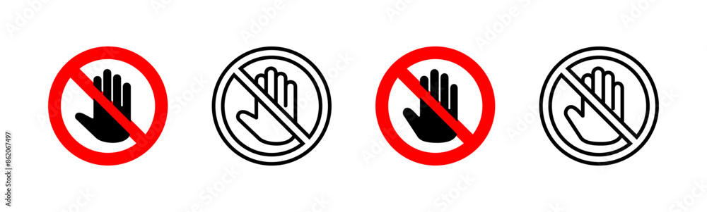 Stop icon set. stop road sign. hand stop icon vector Stop icon set. stop road sign. hand stop icon vector