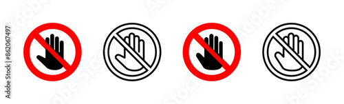 Stop icon set. stop road sign. hand stop icon vector