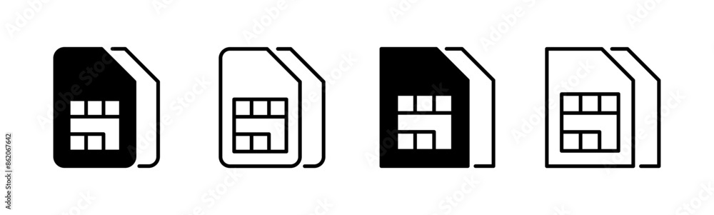 Sim card icon set. dual sim card icon vector Sim card icon set. dual sim card icon vector
