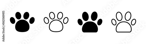 Paw icon set. paw print icon vector. dog or cat paw