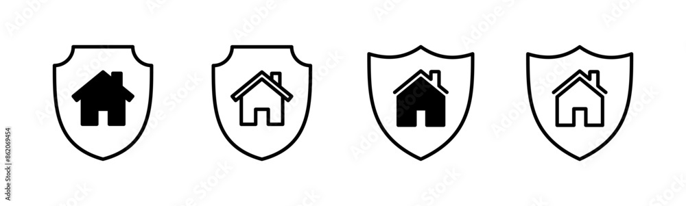 Home insurance icon set. home protection icon Home insurance icon set. home protection icon