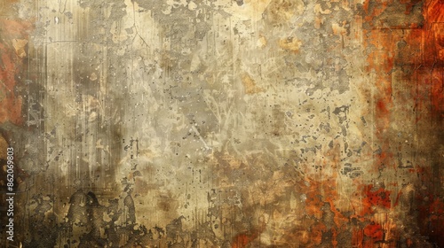 Abstract grunge texture with earthy tones in gray, brown, and orange hues, for a vintage, rustic feel