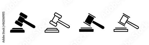 Gavel icon set. judge gavel icon vector. law icon vector. auction hammer