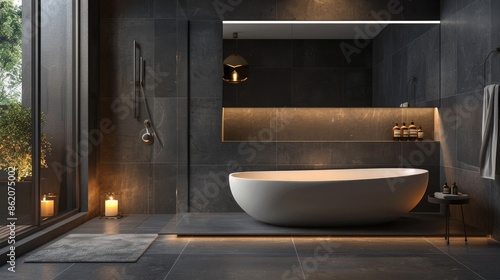 Modern contemporary upscale bathroom in a minimal style © Manzoor