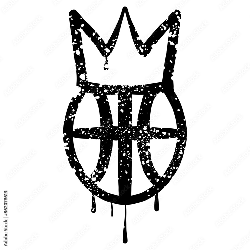 Basketball crown spray paint graffiti drawn in grunge texture style Basketball crown spray paint graffiti drawn in grunge texture style