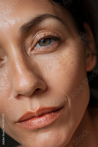 Wallpaper Mural Detailed Close-Up of a Young Woman in Her 30s with Glowing, Healthy Skin, Without Makeup Torontodigital.ca