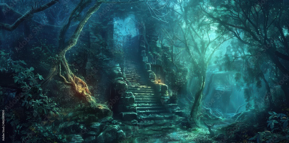 Obraz premium Mystical Forest. Fantasy background concept