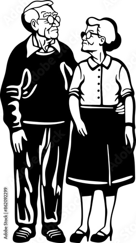 Grandparents silhouette drawing