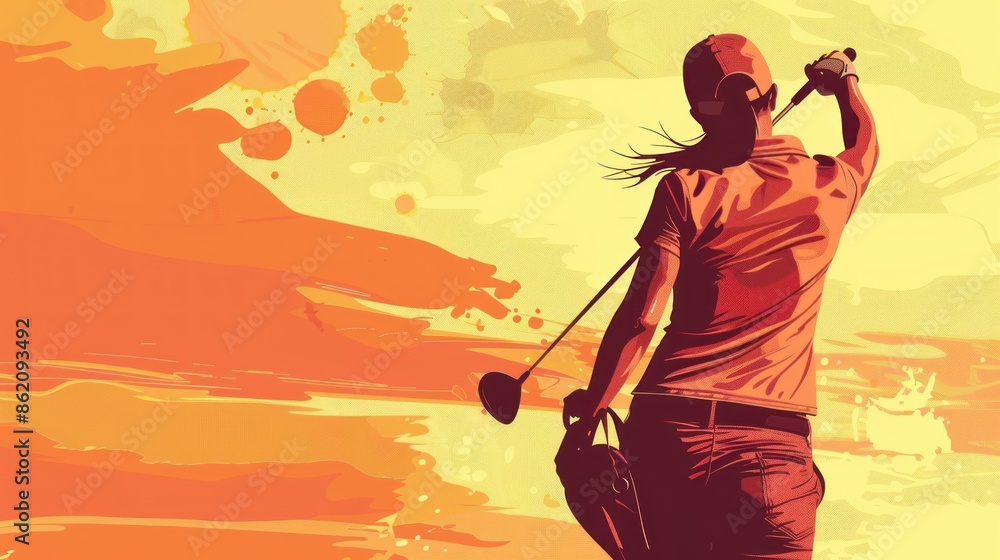A female golfer is about to play golf on the golf course. A female golfer is about to play golf on the golf course.