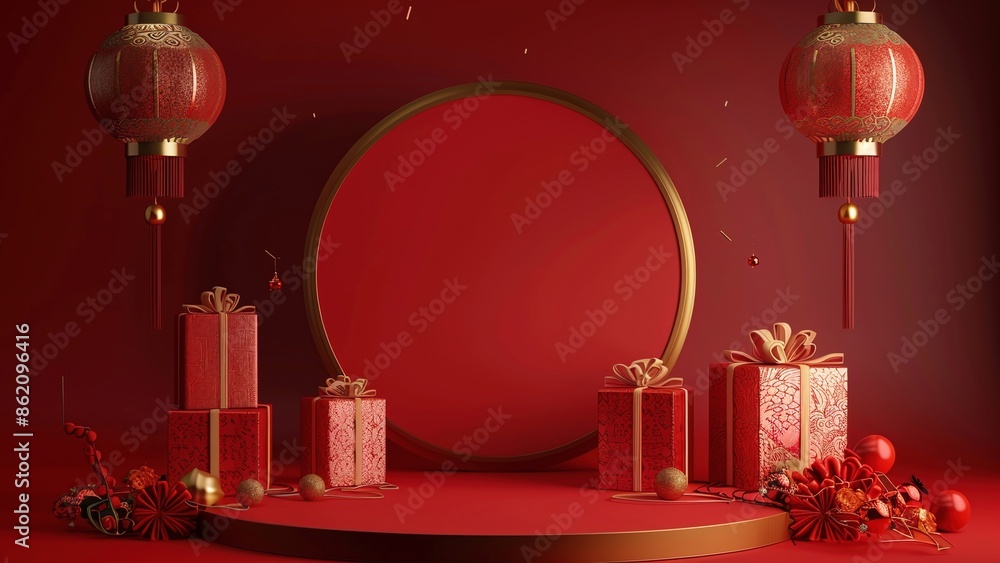 Chinese Red Festival Theme E-commerce Booth Background Chinese Red Festival Theme E-commerce Booth Background
