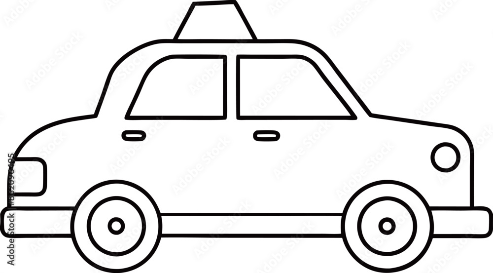 Black and White Cartoon Illustration of Taxi Car for Coloring Book Black and White Cartoon Illustration of Taxi Car for Coloring Book