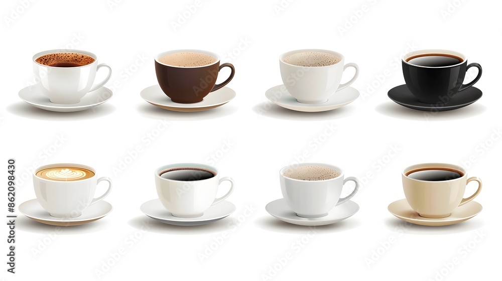 Closeup Shot of Elegant Coffee Mug on Plain White Background Closeup Shot of Elegant Coffee Mug on Plain White Background