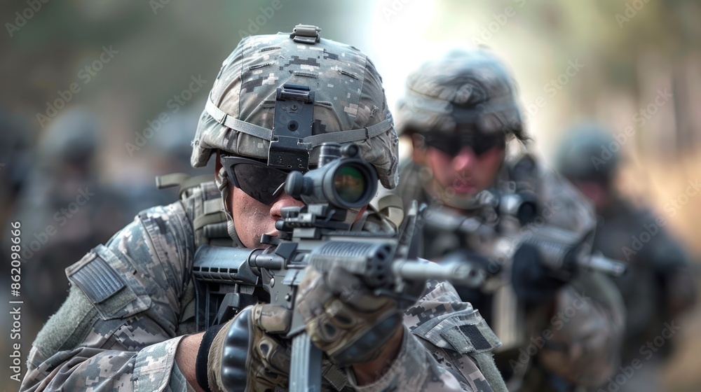 Brave American Soldier Standing Tall in Uniform Brave American Soldier Standing Tall in Uniform