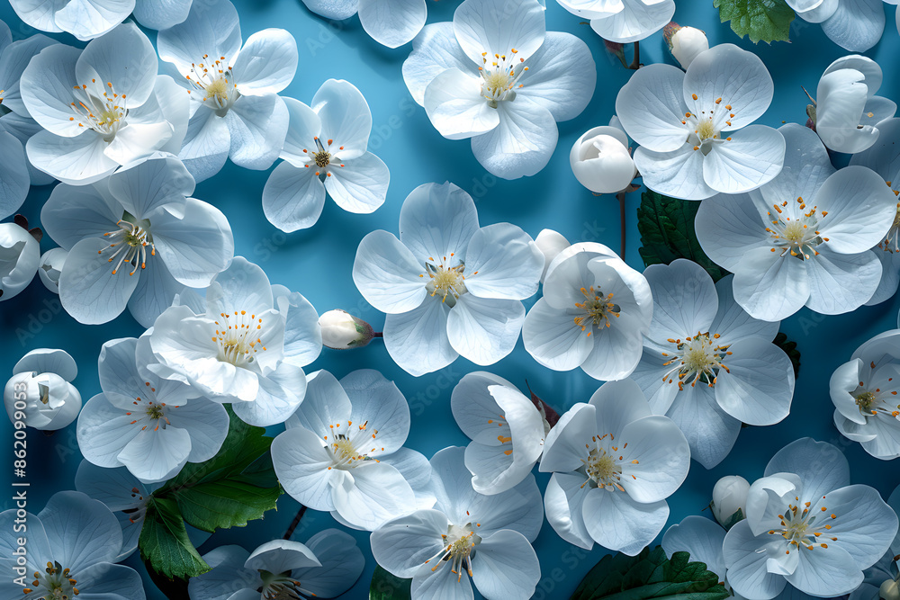 Beautiful White Cherry Blossoms on a Blue Background - Spring Floral Nature Photography Beautiful White Cherry Blossoms on a Blue Background - Spring Floral Nature Photography