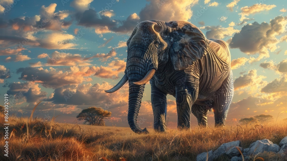 Fototapeta premium Majestic Elephants in Their Natural Habitat. Backgrounds of Elephants concept