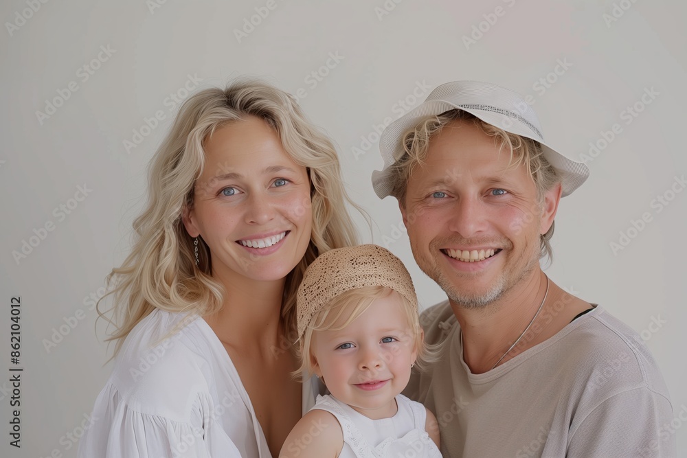 Happy Family with Young Child Smiling Together. Generative AI. Happy Family with Young Child Smiling Together. Generative AI.