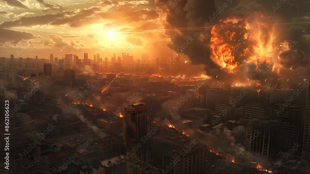 Fototapeta premium Escalating Tensions and Looming Conflict in the Global Landscape