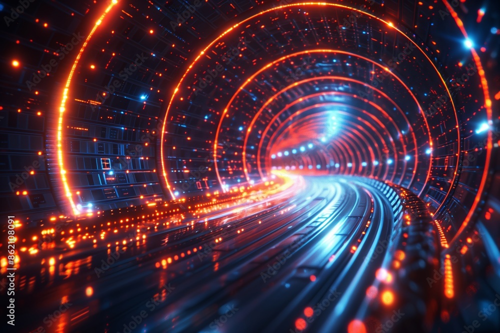 Obraz premium photo of high-speed global data transfer and digital cyber tech motion