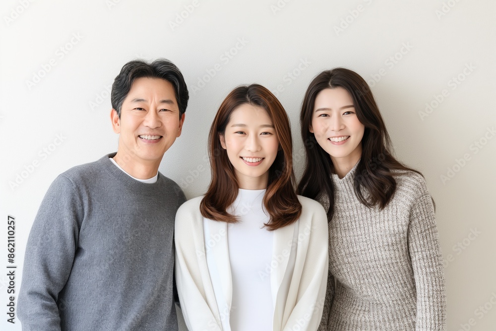 Portrait of a Happy Asian Family with Young Daughter. Generative AI. Portrait of a Happy Asian Family with Young Daughter. Generative AI.