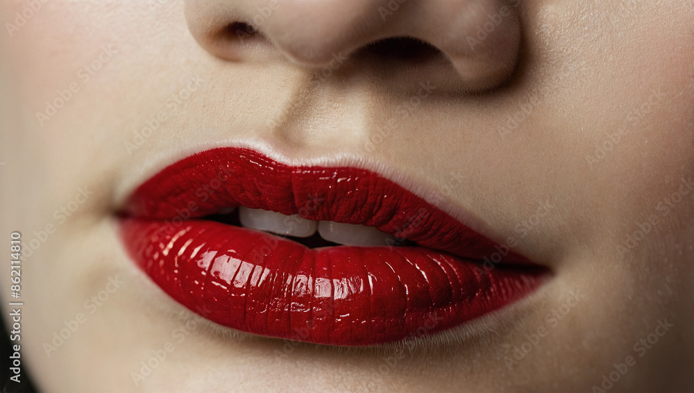 Close up image of lips with blush red lipstick 9 Close up image of lips with blush red lipstick 9