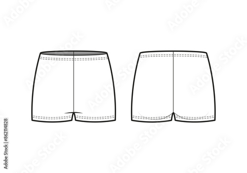 Shorts Flat Technical Sketch CAD