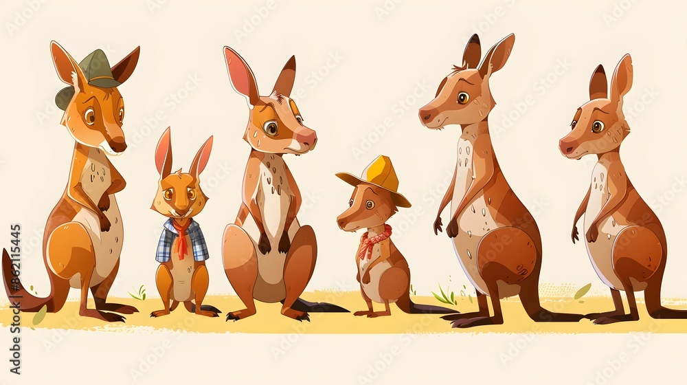 Cartoon mother kangaroo with baby on her pouch. Vector clip art illustration with simple gradients. All in a single layer. Cartoon mother kangaroo with baby on her pouch. Vector clip art illustration with simple gradients. All in a single layer.